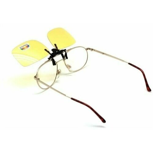 Поляризационные накладки на очки с клипсой, антибликовые (антифары), желтые