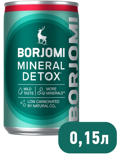 Минеральная вода Borjomi / Боржоми слабогазированная Mineral Detox, ж/банка 0.15 л - фотография № 3