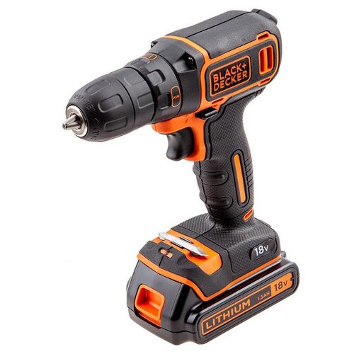 Шуруповерт аккумуляторный Black&Decker BDCDC18K1B, 18 В Li-ion 2х1.5 Ач