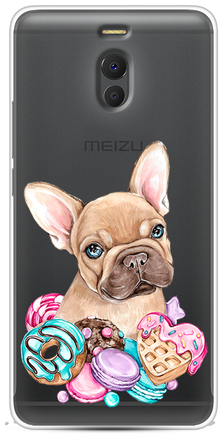 Силиконовый чехол на Meizu M6 Note / Мейзу М6 Ноте "Бульдог и сладости", прозрачный