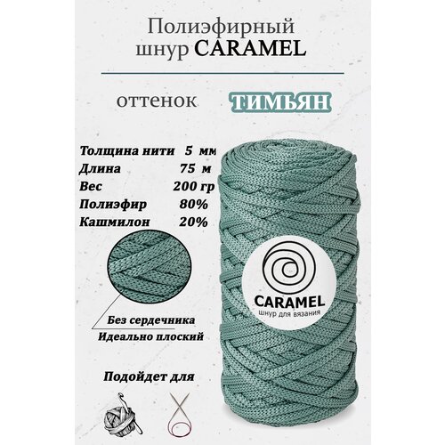 Полиэфирный шнур, пряжа для вязания, 5 мм, плоский, без сердечника, Caramel, Эфиопия