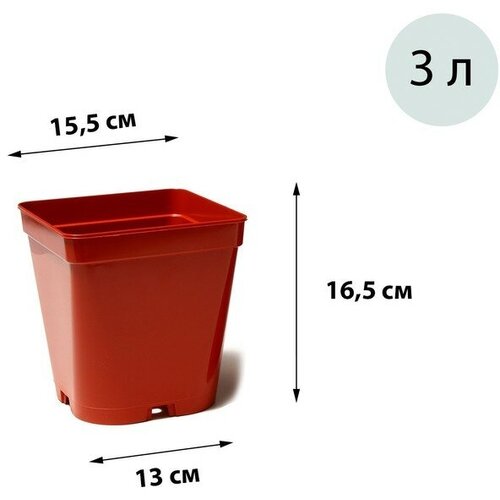 Горшок для рассады, 3 л, 16 × 16 × 16 см, терракотовый, Greengo (2 шт)