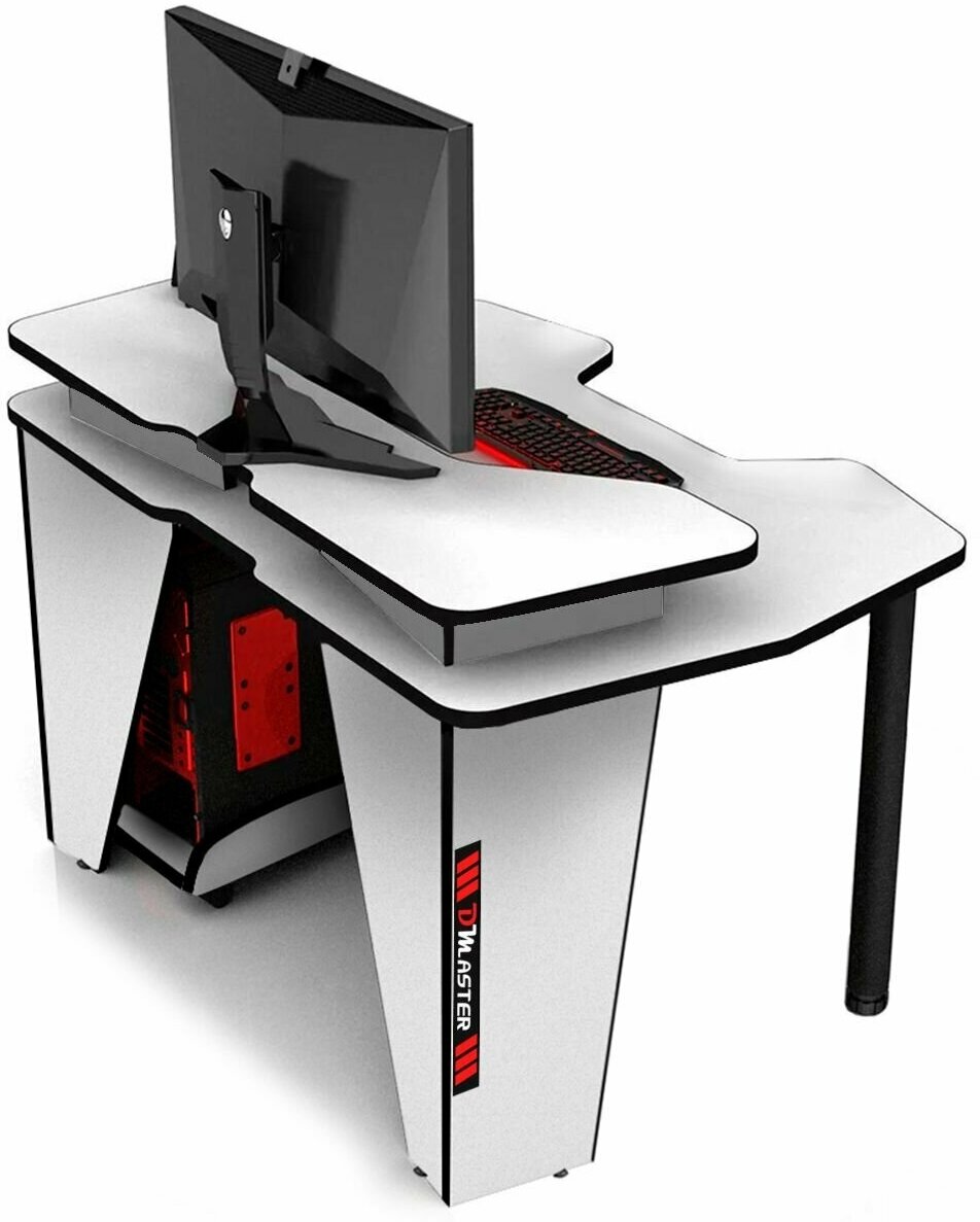 Геймерский компьютерный игровой стол и подставка под блок белый-черный / дэн-мастер / офисный, письменный стол для компьютера пк - фотография № 3