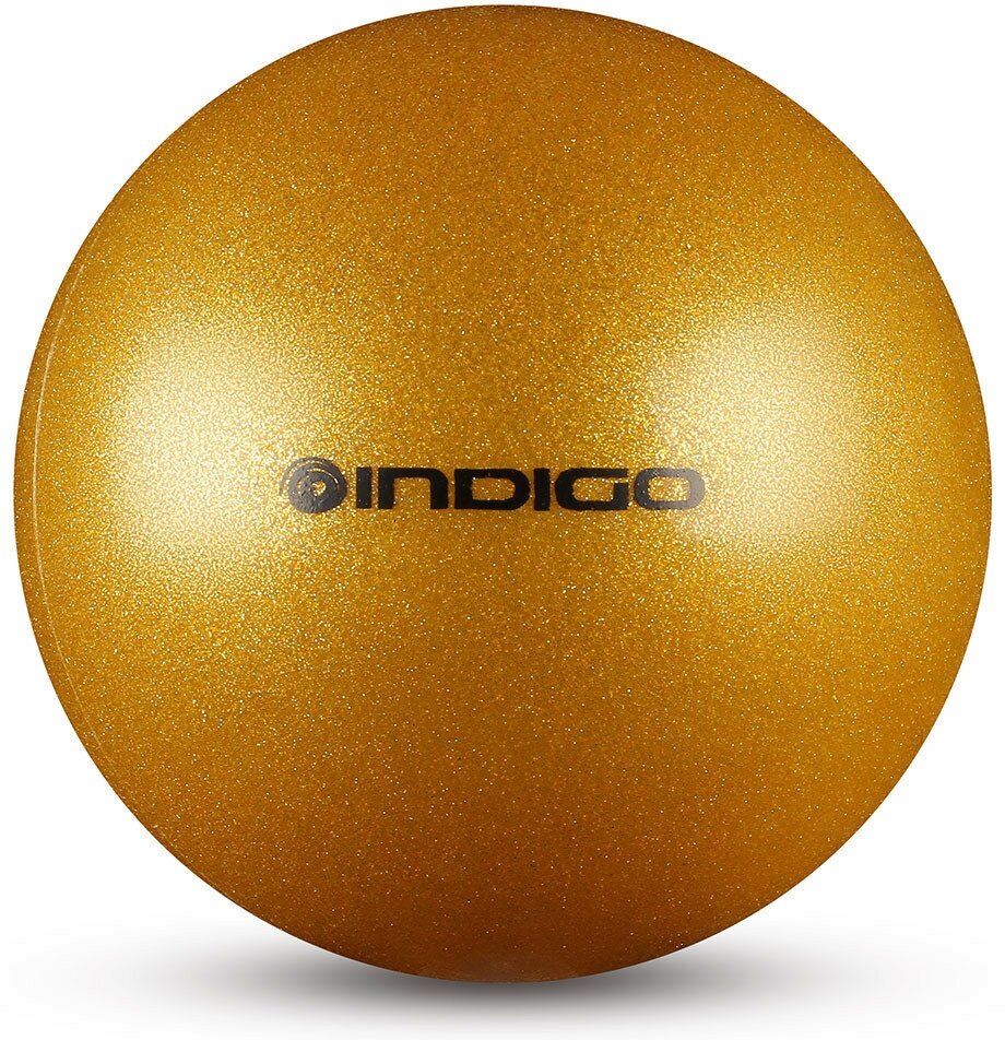 Мяч для художественной гимнастики INDIGO, IN119-GOLD, диам. 15 см, ПВХ, золотой с блестками