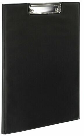 Папка-планшет BRAUBERG, А4 (340х240 мм), с прижимом и крышкой, картон/ПВХ, россия, черная, 221488