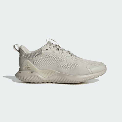 Кроссовки adidas Alphabounce, летние, беговые, натуральная кожа, полнота 7, нескользящая подошва, светоотражающие элементы, размер 9US (42.5EU), белый, серебряный