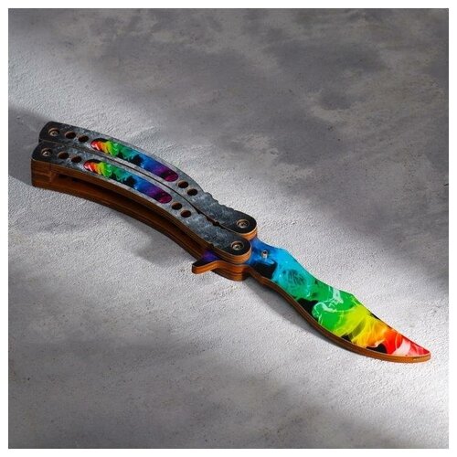 фото Деревянное детское оружие дарим красиво сувенир деревянный "нож бабочка" радужный