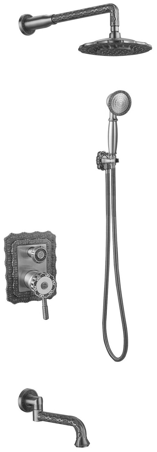 Душевой комплект ZorG A 104DS-SL, цвет серебристый - фотография № 1
