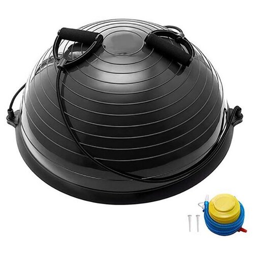 фото Bosu055-24 полусфера bosu гимнастическая, 58см., (черны) в комплекте с эспандером и насосом (b35085) hawk