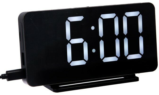 SAKURA Часы-будильник Sakura SA-8519, электронные, будильник, радио, 1хCR2032, чёрные