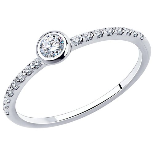 Кольцо помолвочное SOKOLOV, серебро, 925 проба, родирование, фианит, размер 18.5 помолвочное кольцо из серебра с фианитами 89010006 18