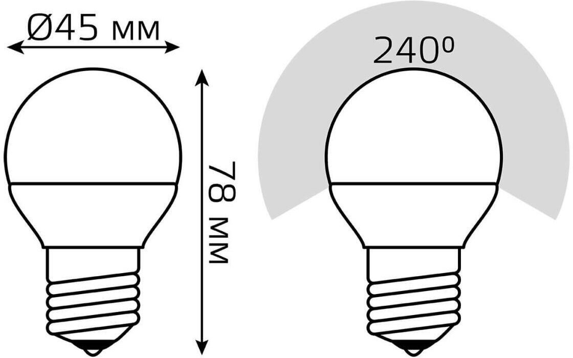 Лампа светодиодная gauss 105102107, E27, 6.5 Вт, 3000 К - фотография № 5