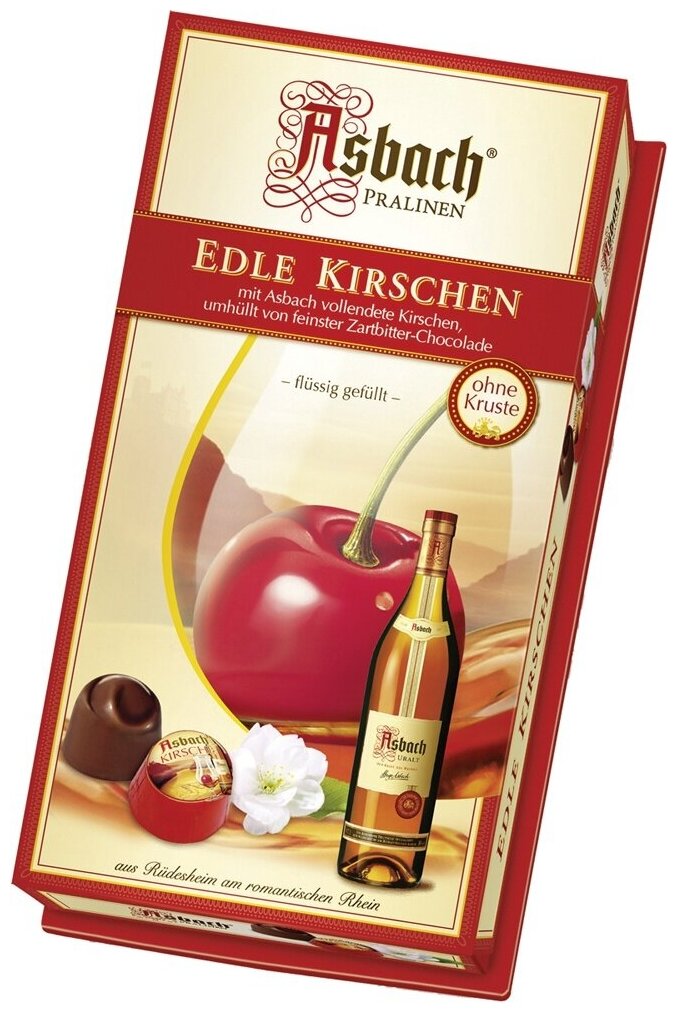 ASBACH PRALINEN Edle Kirschen Шоколадные конфеты с бренди и целой вишней, 100г