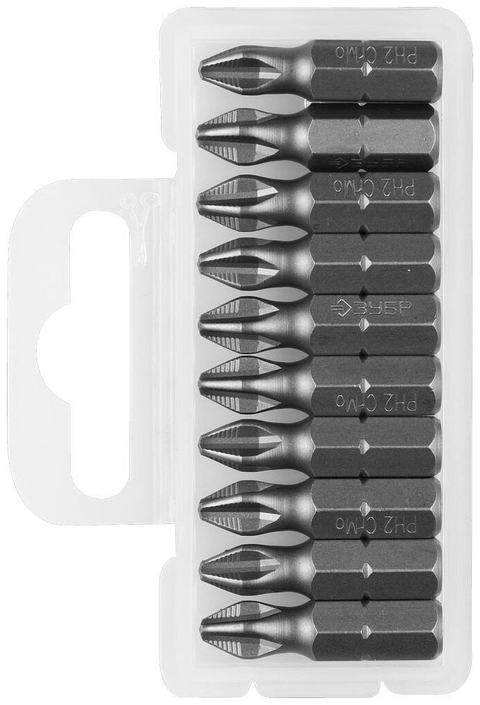 ЗУБР 10 шт PH2 25 мм кованые биты (26001-2-25-10)