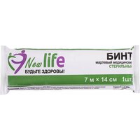 Бинт марлевый медицинский для перевязок стерильный New Life 7 м х 14 см, плотность 36 (±2) г/м2, индивидуальная упаковка 630544