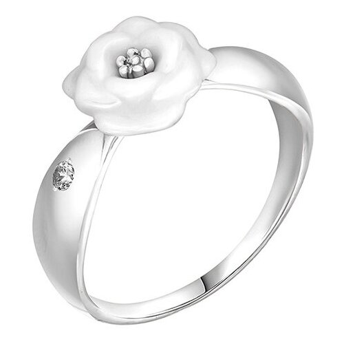 фото Серебряное кольцо золотые узоры 90-01-5813-00 с керамикой и цирконием diamant-online