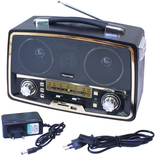 Bluetooth радиоприемник в стиле Ретро Kemai MD-1701BT Black с блоком питания DC 6V 1А в комплекте 457500₽