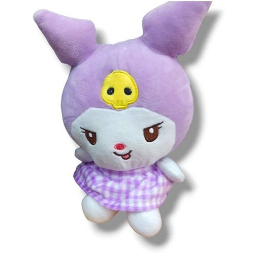 Мягкая игрушка Куроми сиреневая в клетчатом платьице 25 см 60 см kawaii sanrio kuromi my melody плюшевая игрушка большая банкетная юбка костюм плюшевые мягкие куклы милая подушка