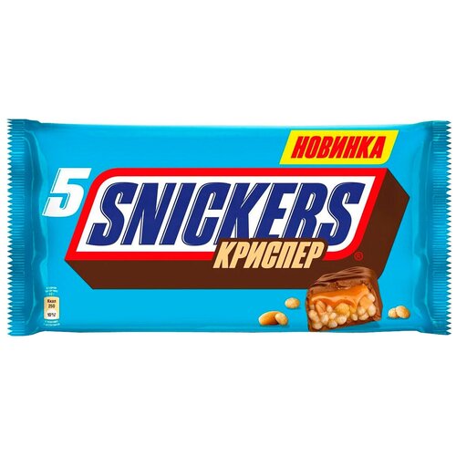 фото Батончик snickers криспер с арахисом, карамелью и воздушным рисом, 40 г, 4 шт.