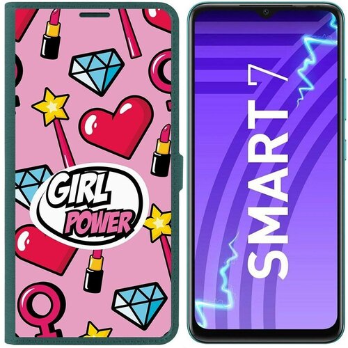 Чехол-книжка Krutoff Eco Book для INFINIX Smart 7 Girl Power (зелёный опал)