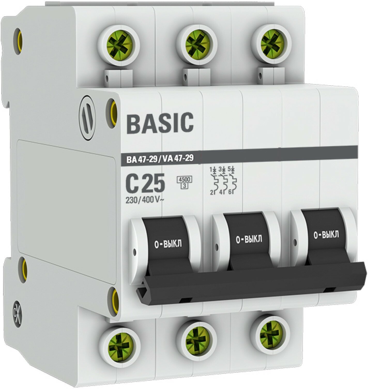 Автоматический выключатель 3P 25А (C) 4,5кА ВА 47-29 Basic