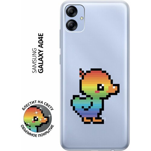 Силиконовый чехол на Samsung Galaxy A04e / Самсунг А04е с 3D принтом Pixel Duck прозрачный чехол книжка на samsung galaxy a04e самсунг а04е с 3d принтом pixel pikachu черный