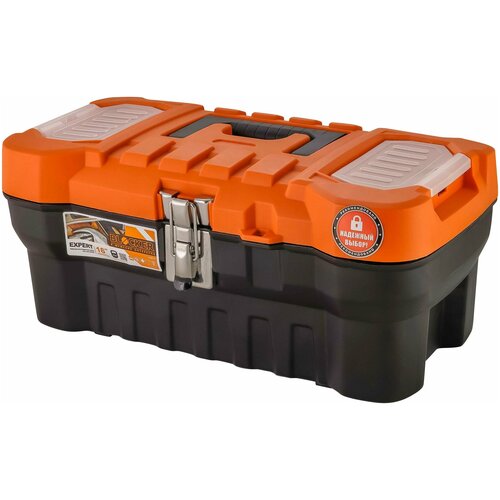 фото Ящик для инструментов blocker серия expert, с металлическими замками, цвет черный/оранжевый, размер 410х210х175