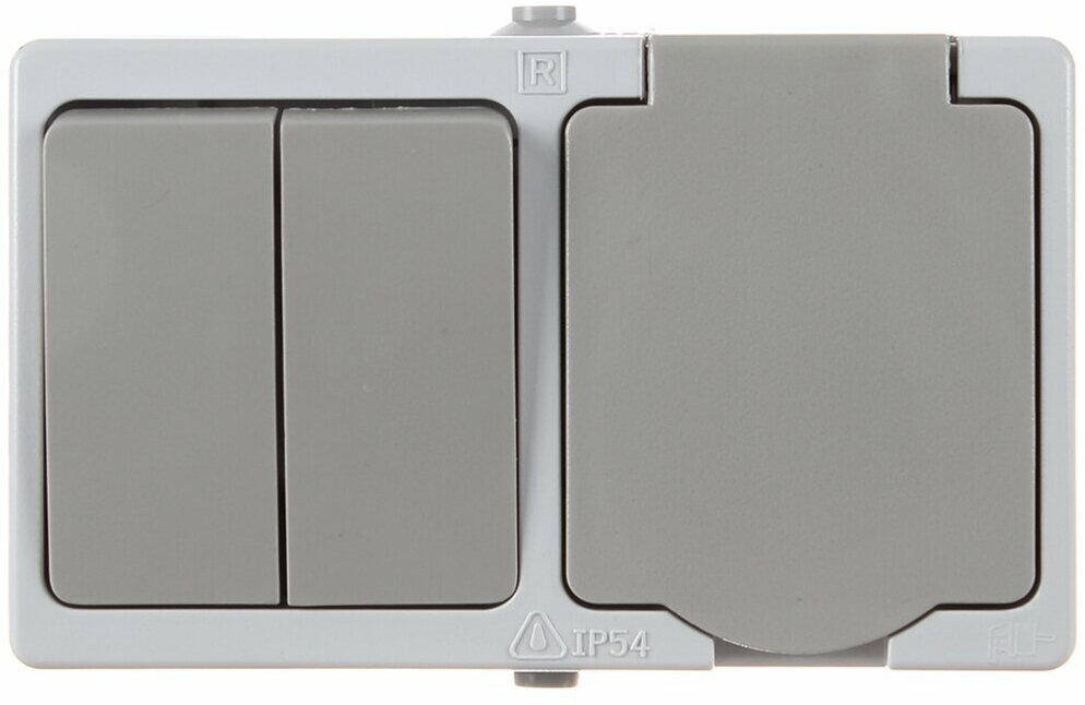 Блок комбинированный TDM Electric Вуокса, 1 розетка, 2 клавиши, IP54