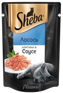 SHEBA Pleasure Пауч для кошек ломтики в соусе с Лососем 85 г - фотография № 1