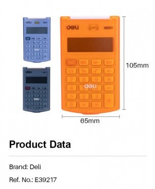 Калькулятор карманный Deli, 8-разр., LCD-диспл.,питание от батарейки,синий - фотография № 15