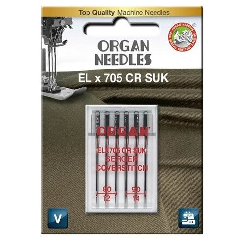 Игла/иглы Organ EL x 705 CR SUK 80-90, серебристый , 6 шт. игла иглы organ el x 705 75 блистер серебристый 5 шт