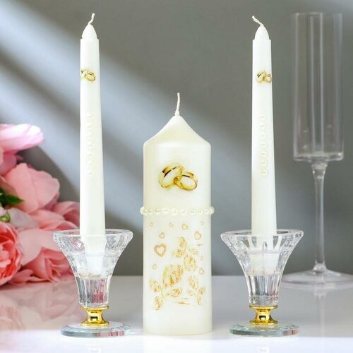 Набор свадебных свечей с бусинами 