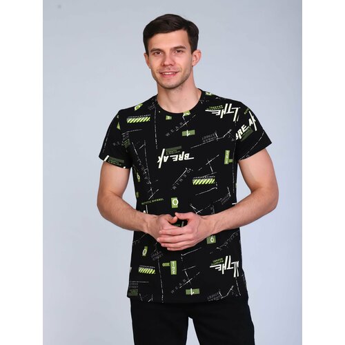 Футболка MOSES, полуприлегающий силуэт, воротник отсутствует, принт анималистический, размер 50, белый