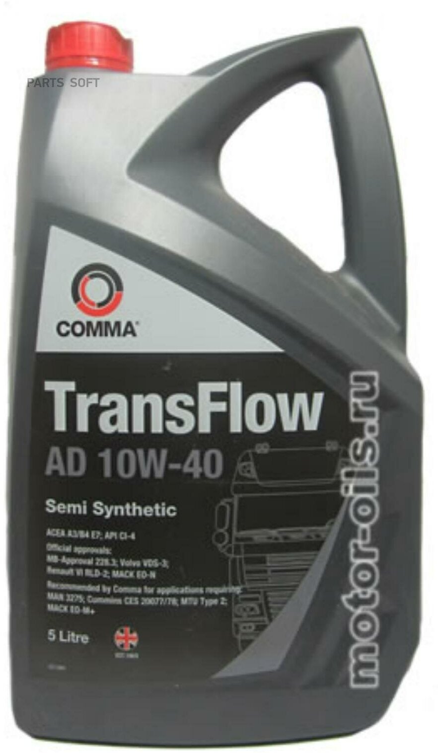 COMMA 10W40 TransFlow AD (5L)_масло моторн! полус.\ ACEA A3/B4, E7, M3275, VDS-3, MB 228.3/229.1, RLD2 COMMA / арт. TFAD5L - (1 шт)