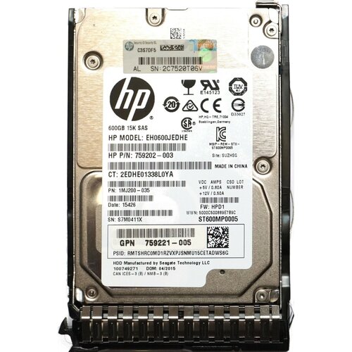 Жесткий диск HP 600GB 12G SAS 15K RPM SFF SC 759202-003 2645000₽