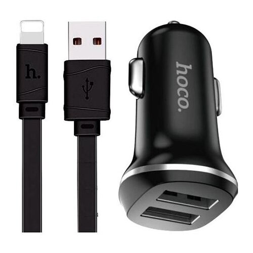 фото Зарядное устройство hoco z1 2xusb 5v 2.1a + usb - lightning black 115922