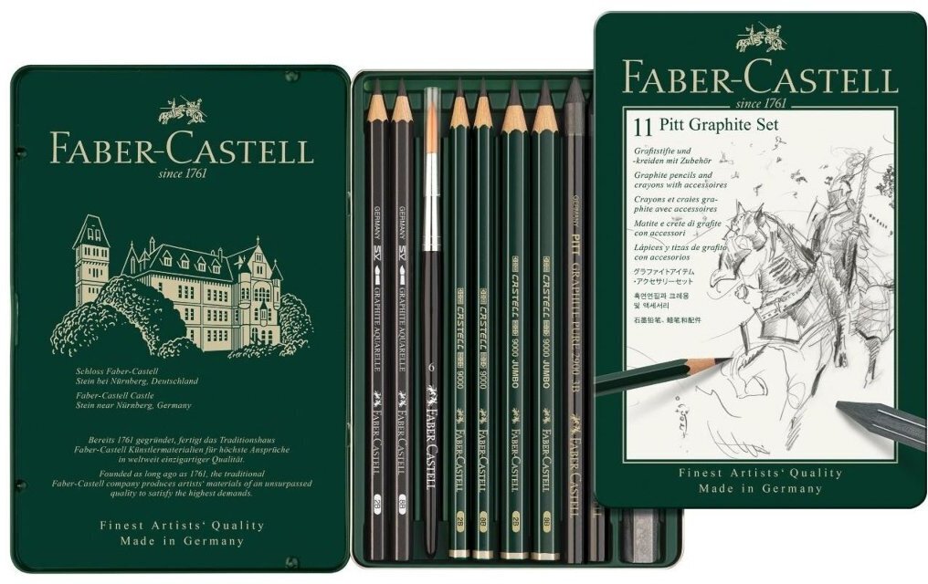 Специальный набор Faber-Castell Pitt Monochrome металлическая коробка 11 предметов - фото №17