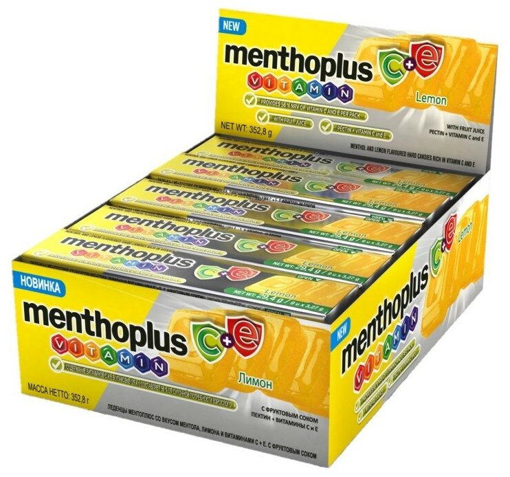 Леденцы Menthoplus Vitamin C+E с лимонным вкусом 29,4 г. набор 12 шт - фотография № 9