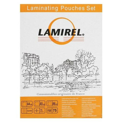 Пленки для ламинирования Lamirel Набор пленок для ламинирования A4, A5, A6 по 25 штук, 75 мкм, глянцевые, Lamirel LA-78787