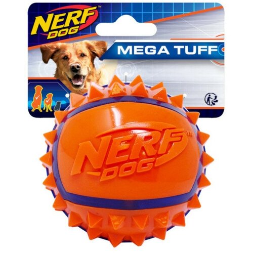 NERF DOG Игрушка д/собак Мяч из термопластичной резины с шипами сине-оранжевый 9см nerf dog мяч для регби из термопластичной резины 18 см серия мегатон синий оранжевый