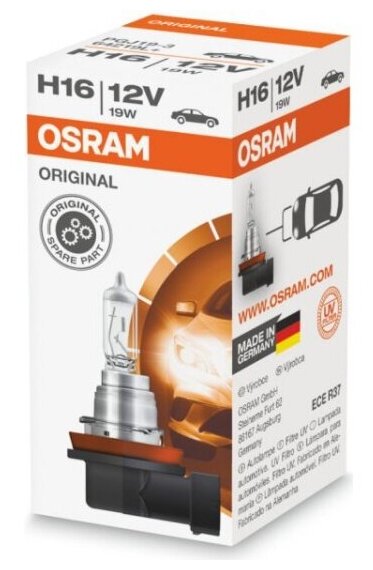 Лампа автомобильная Osram H16 19W PGJ19-3 12V, 1шт, 64219L+