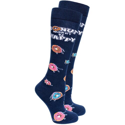 Женские гольфы Socks n Socks высокие, подарочная упаковка, износостойкие, на Новый год, фантазийные, нескользящие, размер 4-10 US / 35-40 EU, синий, мультиколор