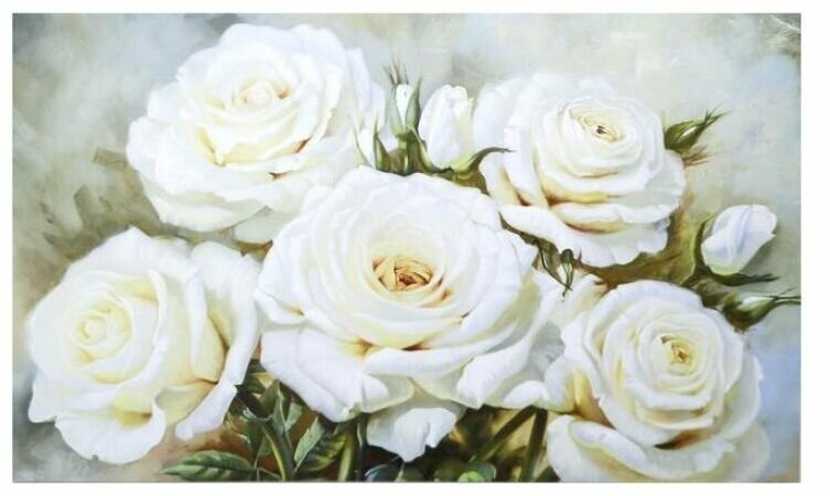 Картина на холсте Topposters "Букет белых роз", 60х100 см