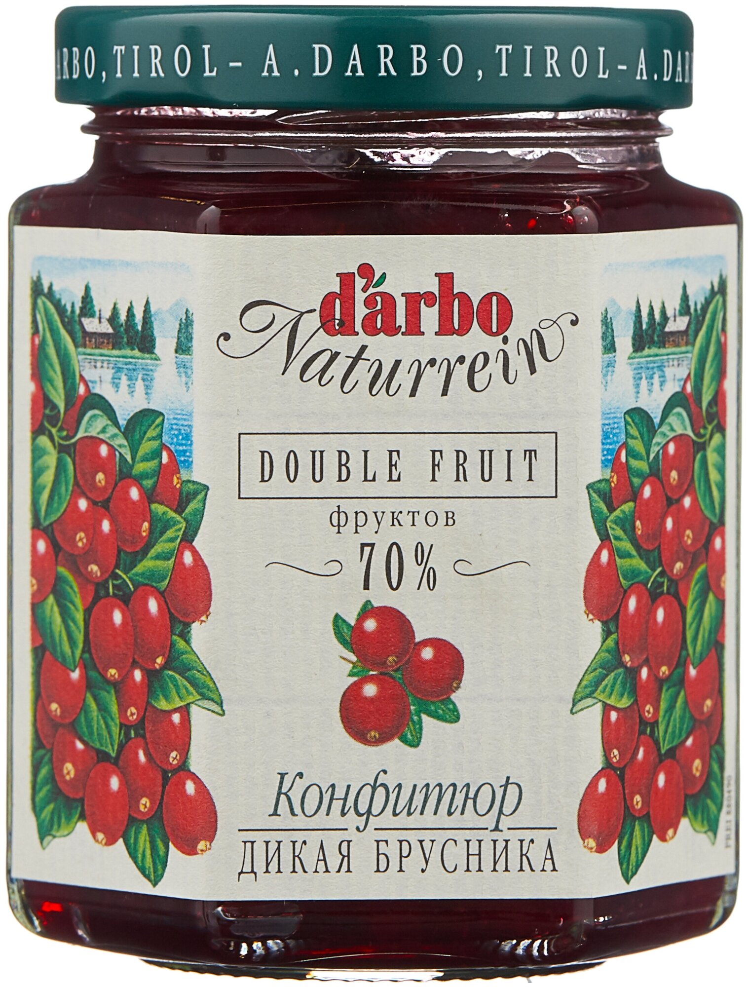 Конфитюр d'arbo Naturrein Double Fruit, брусника, 200 г