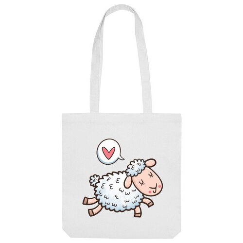 Сумка шоппер Us Basic, белый сумка милая овечка думает о любви зеленый