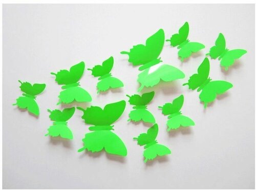 Интерьерная наклейка декоративные Бабочки светло-зеленый 3D