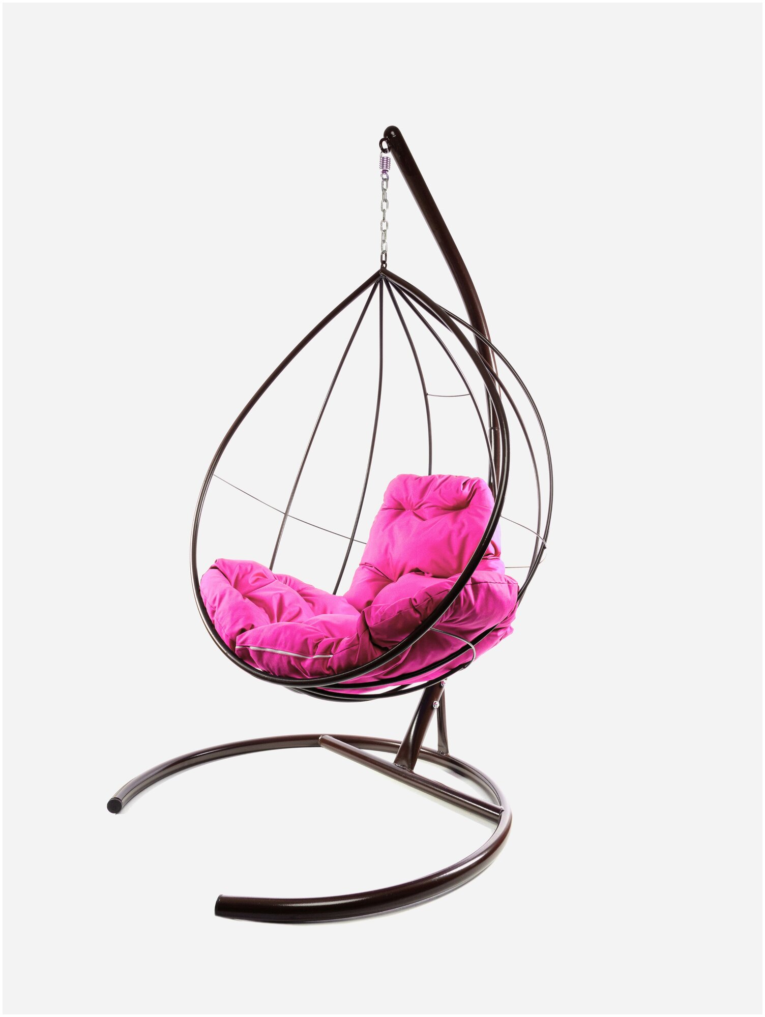 Подвесное кресло m-group капля без ротанга коричневое, розовая подушка - фотография № 1