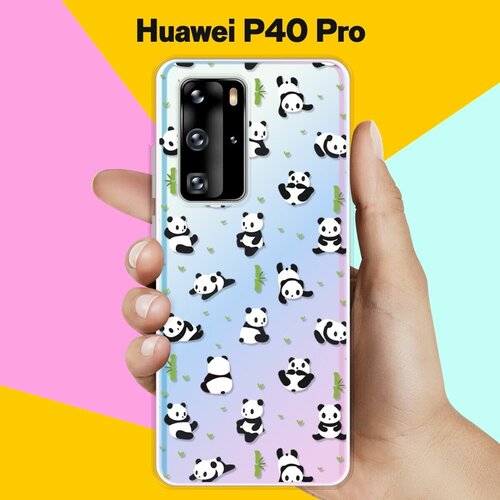 Силиконовый чехол Панды на Huawei P40 Pro матовый soft touch силиконовый чехол на huawei p40 pro хуавей п40 про с 3d принтом brain off w черный