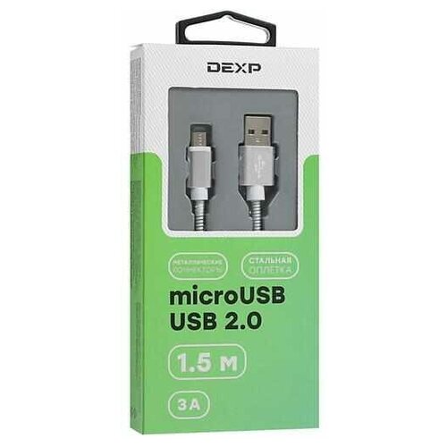 Кабель круглый DEXP micro USB - USB серый 1.5 м