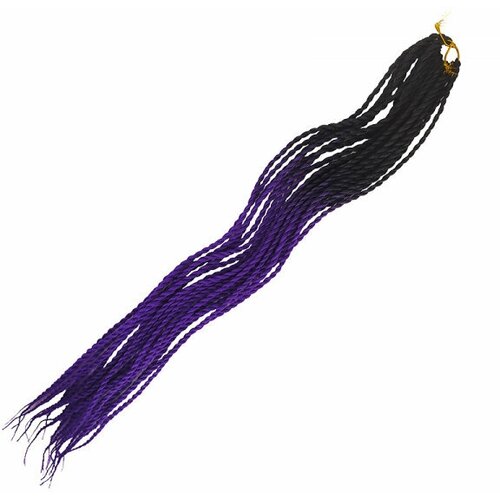 Канекалон Сенегальские косы 65 см, омбре из черного в фиолетовый канекалон сенегальские косы 65 см 3 цвета черный фиолетовый синий